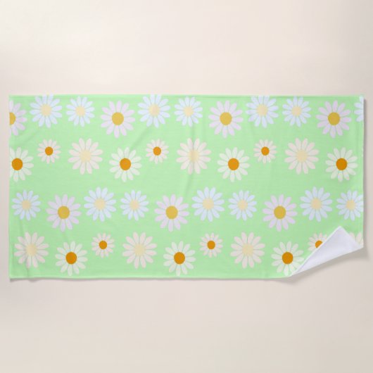 Niedliche Aquarellfarben Daisy Pattern Grün Strandtuch (Vorderseite)