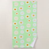 Niedliche Aquarellfarben Daisy Pattern Grün Strandtuch (Vorderseite)