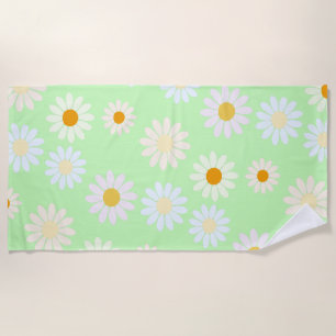 Niedliche Aquarellfarben Daisy Pattern Grün Strandtuch