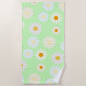 Niedliche Aquarellfarben Daisy Pattern Grün Strandtuch (Vorderseite)