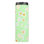 Niedliche Aquarellfarben Daisy Pattern Grün Thermosbecher (Rückseite)