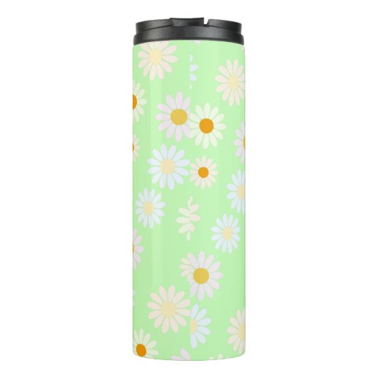 Niedliche Aquarellfarben Daisy Pattern Grün Thermosbecher (Rückseite)