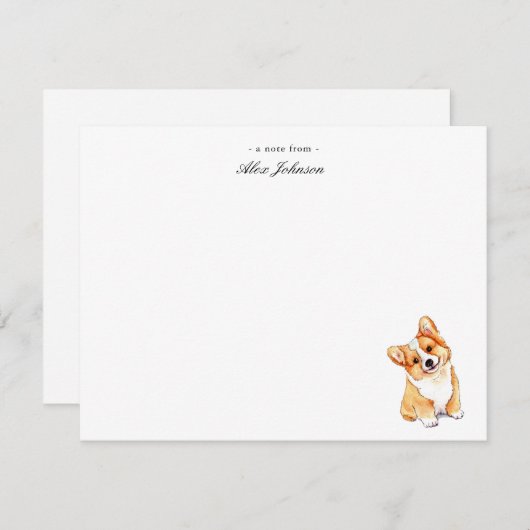 Niedliche Aquarellfarben Korgi Dog Flat Danke Kart (Vorne/Hinten)