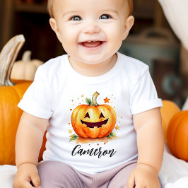 Niedliche Aquarellfarben-Kürbislaterne Halloween Baby T-shirt
