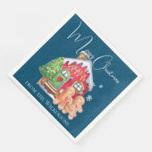 Niedliche Aquarellfarben Lebkuchen Menschen auf bl Serviette (Ecke)