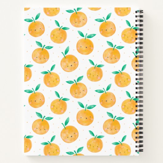 Niedliche Aquarellfarben-Orangen auf weiß Notizblock (Rückseite)