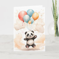 Niedliche Aquarellfarben Panda Gelbe blaue Balloon