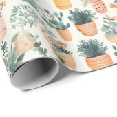 Niedliche Aquarellfarben-Pflanze Geschenkpapier (Rolleneckpunkt)