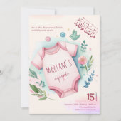 Niedliche Aquarellfarben Rosa Baby Muselmanin Aqiq Einladung (Vorderseite)