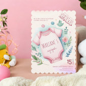 Niedliche Aquarellfarben Rosa Baby Muselmanin Aqiq Einladung