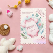 Niedliche Aquarellfarben Rosa Baby Muselmanin Aqiq Einladung