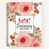Niedliche Aquarellfarben Rose Personalisiert Rezep Notizblock (Vorderseite)