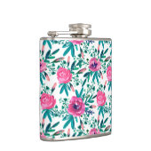 Niedliche Aquarellfarben Rote Blume Flachmann (Rechts)