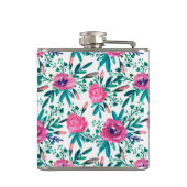 Niedliche Aquarellfarben Rote Blume Flachmann (Rückseite)