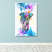 niedliche Aquarellfarben Spritzer Elefant Leinwanddruck (Insitu (Holzboden))