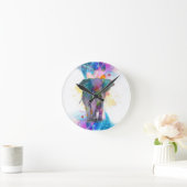 niedliche Aquarellfarben Spritzer Elefant Runde Wanduhr (Zuhause)