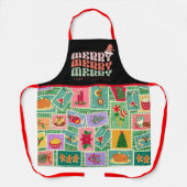 Niedliche Aquarellfarben Weihnachten Briefmarke Sc Schürze (Vorderseite)