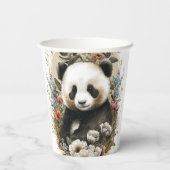 Niedliche Aquarellfarben-Wildblume Panda Bear Gebu Pappbecher (Rückseite)