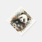 Niedliche Aquarellfarben-Wildblume Panda Bear Gebu Serviette (Ecke)