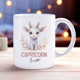 Niedliche Aquarellfärbung Kapricorn Zodiac Name Kaffeetasse