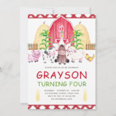 Niedliche Aquarellfarm Geburtstag Einladung (Vorderseite)