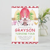 Niedliche Aquarellfarm Geburtstag Einladung (Stehend Vorderseite)