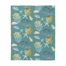 Niedliche Aquarellfische Muscheln Koralle Fleece B