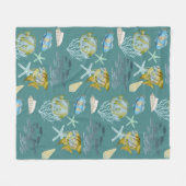 Niedliche Aquarellfische Muscheln Koralle Fleece B (Vorderseite (Horizontal))