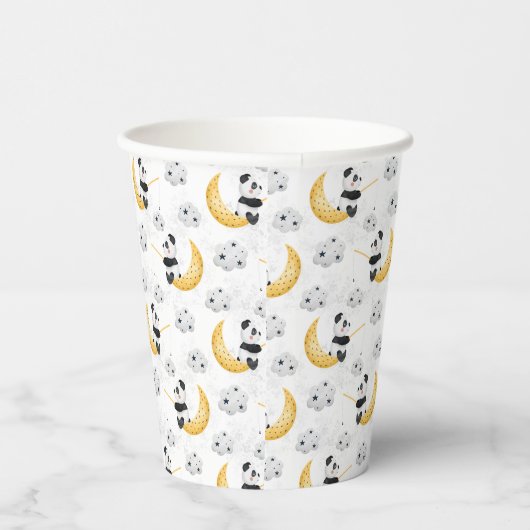 Niedliche Aquarellfischerei Panda Muster Geburtsta Pappbecher (Rechts)