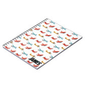 Niedliche Aquarellflugzeuge fliegen in Sky Notizblock (Linke Seite)