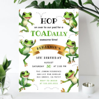 Niedliche Aquarellfrösche jagen über jeden Geburts Einladung