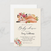 Niedliche Aquarellfuchs Babydusche Einladung (Vorne/Hinten)