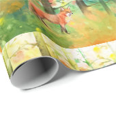 Niedliche Aquarellfuchs Tierherbst-Herbstlaube Geschenkpapier (Rolleneckpunkt)