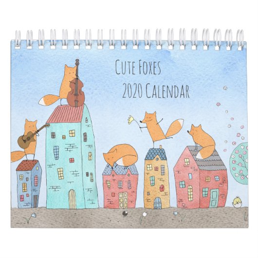 Niedliche Aquarellfüchse - Illustration Monatlich Kalender (Titelbild)