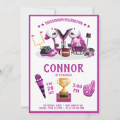 Niedliche Aquarellfußball Alles Sterne Rosa Geburt Einladung (Vorderseite)