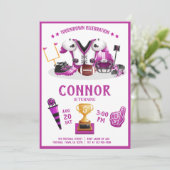 Niedliche Aquarellfußball Alles Sterne Rosa Geburt Einladung (Stehend Vorderseite)