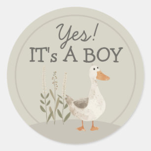 Niedliche Aquarellgans Es ist ein Boy Round Sticke Runder Aufkleber