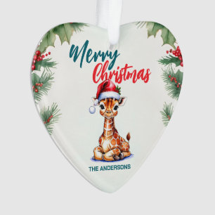 Niedliche Aquarellgiraffe Weihnachten Ornament
