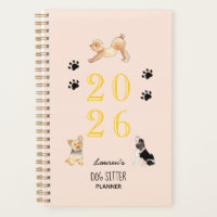 Niedliche Aquarellhunde, Hundesitter-Planer 2026