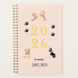Niedliche Aquarellhunde Pink 2026 Planer