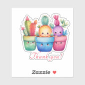 Niedliche Aquarellkaktus Rosa Danke Custom Cut Aufkleber (Blatt)