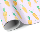 Niedliche Aquarellkarotten lilac Geschenkpapier (Rolleneckpunkt)