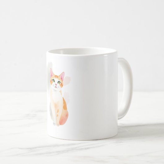 Niedliche Aquarellkatze Tasse - Cosy & Artistic Fe (VorderseiteRechts)