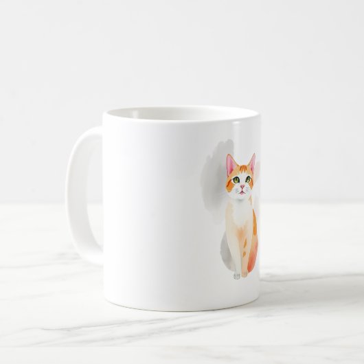 Niedliche Aquarellkatze Tasse - Cosy & Artistic Fe (Vorderseite Links)