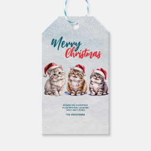 Niedliche Aquarellkatze Weihnachten Weihnachten Geschenkanhänger