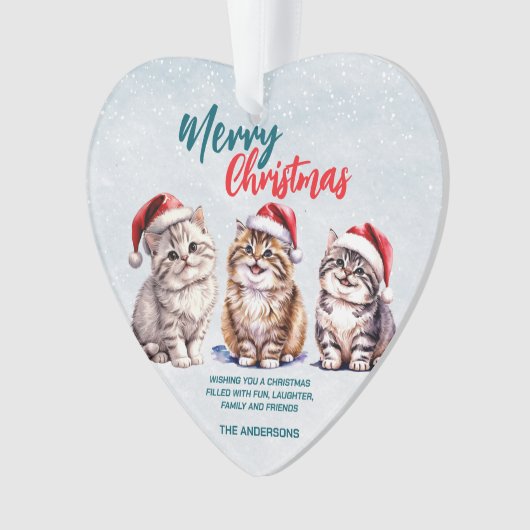 Niedliche Aquarellkatze Weihnachten Weihnachten Ornament (Vorderseite)