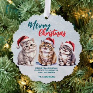 Niedliche Aquarellkatze Weihnachten Weihnachten Ornament Karte