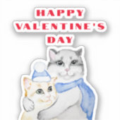 Niedliche Aquarellkatzen am Valentinstag Aufkleber (Vorderseite)