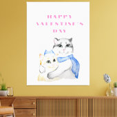 Niedliche Aquarellkatzen am Valentinstag Leinwanddruck (Insitu (Wohnzimmer))