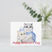Niedliche Aquarellkatzen am Valentinstag Postkarte (Stehend Vorderseite)